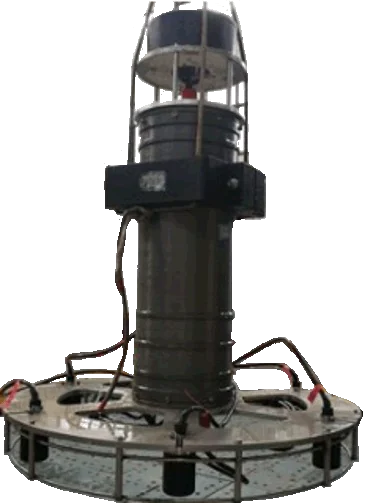 Photo of an assembled cylindrical unit on a round base with its cable harness